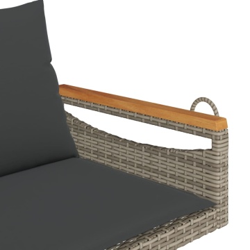 Bancă de balansoar cu perne, gri, 109x62x40 cm, poliratan - Img 6