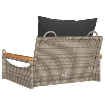 Bancă de balansoar cu perne, gri, 63x62x40 cm, poliratan - Img 5