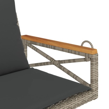 Bancă de balansoar cu perne, gri, 63x62x40 cm, poliratan - Img 6