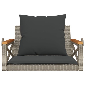 Bancă de balansoar cu perne, gri, 63x62x40 cm, poliratan - Img 4