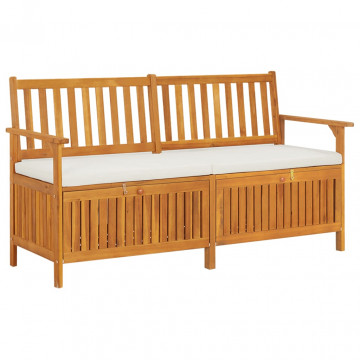 Bancă de depozitare cu pernă, 148 cm, lemn masiv de acacia - Img 1