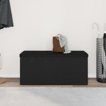 Bancă de depozitare Negru Stejar 100x40x45 cm Lemn stratificat - Img 4