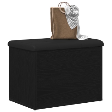 Bancă de depozitare Negru Stejar 60x40x45 cm Lemn prelucrat - Img 3