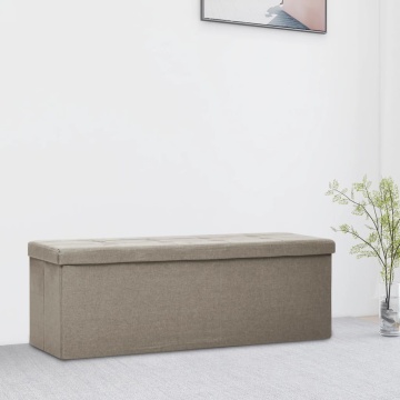 Bancă de depozitare pliabilă, gri taupe, imitație de pânză - Img 1