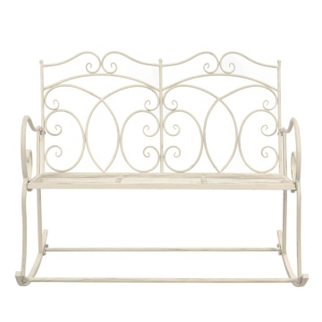 Bancă de grădină, alb vintage, 104 cm, fier - Img 2