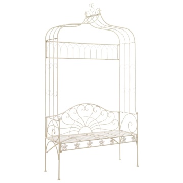 Bancă de grădină, alb vintage, 122 cm, fier - Img 1