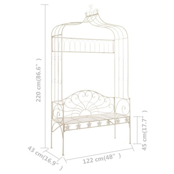 Bancă de grădină, alb vintage, 122 cm, fier - Img 5