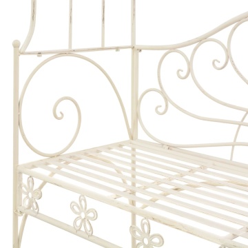 Bancă de grădină, alb vintage, 122 cm, fier - Img 6