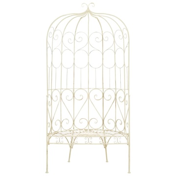 Bancă de grădină, alb vintage, 95 cm, fier - Img 2