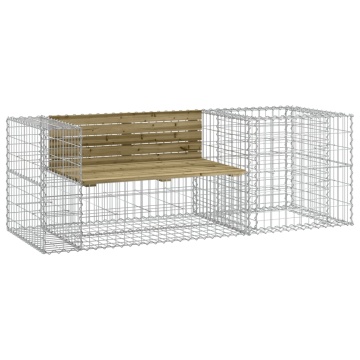 Bancă de grădină & coș gabion, lemn de pin tratat - Img 2