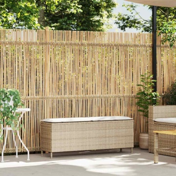 Bancă de grădină cu pernă Bej 110x30x40,5 cm Poly Ratan - Img 2