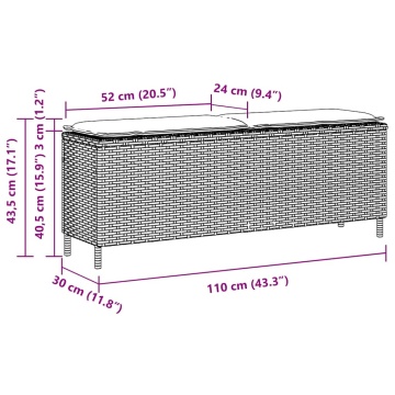 Bancă de grădină cu pernă Bej 110x30x40,5 cm Poly Ratan - Img 7