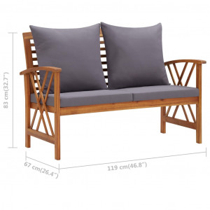 Bancă de grădină cu perne, 119 cm, lemn masiv de acacia - Img 6