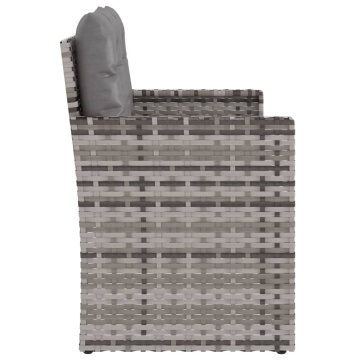 Bancă de grădină cu perne, gri, 105 cm, poliratan - Img 10