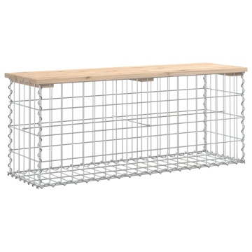 Bancă de grădină, design gabion, 103x31,5x42 cm, lemn masiv pin - Img 2