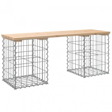 Bancă de grădină, design gabion, 103x31x42 cm, lemn masiv pin - Img 2
