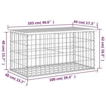 Bancă de grădină, design gabion, 103x44x42cm, lemn masiv de pin - Img 7
