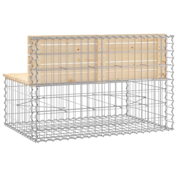 Bancă de grădină, design gabion, 103x70x65cm, lemn masiv de pin - Img 8