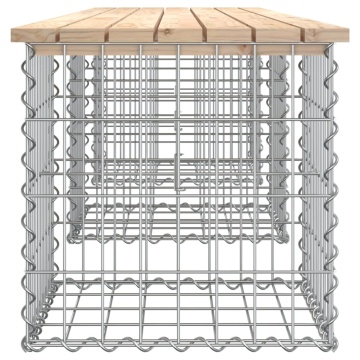 Bancă de grădină, design gabion, 203x44x42cm, lemn masiv de pin - Img 4