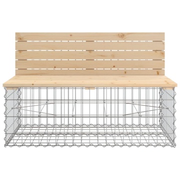 Bancă de grădină, design gabion, 287x71x65,5cm, lemn masiv pin - Img 5