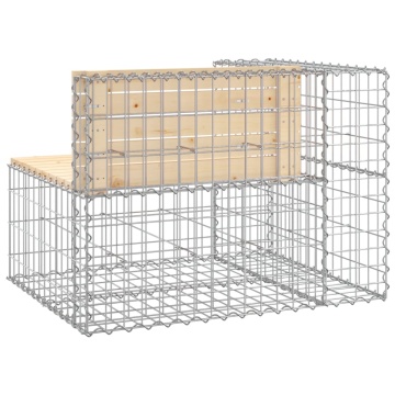 Bancă de grădină design gabion, 92x71x65,5cm, lemn masiv de pin - Img 8