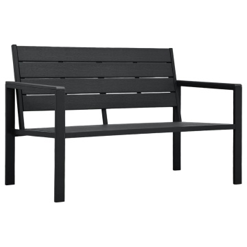 Bancă de grădină, negru, 120 cm, aspect de lemn, HDPE - Img 1