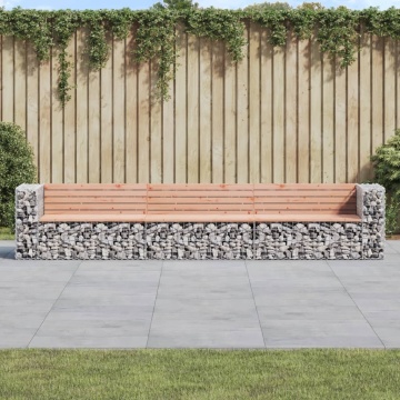 Bancă de grădină tip gabion,347x71x65,5 cm, lemn masiv Douglas - Img 1
