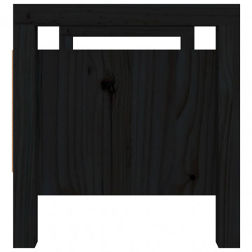Bancă de hol, negru, 80x40x43 cm, lemn masiv pin - Img 8