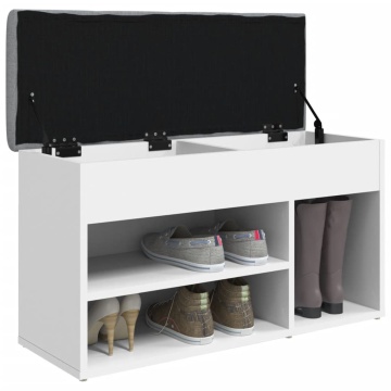 Bancă de pantofi, alb, 82x32x45,5 cm, lemn prelucrat - Img 4