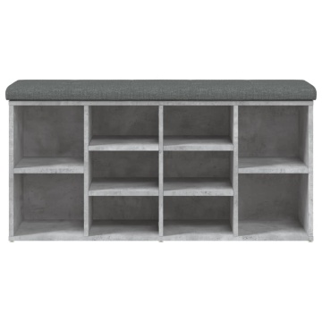 Bancă de pantofi, gri beton, 102x32x50 cm, lemn prelucrat - Img 8