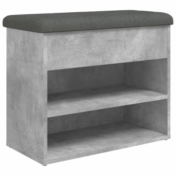 Bancă de pantofi, gri beton, 62x32x50 cm, lemn prelucrat - Img 2
