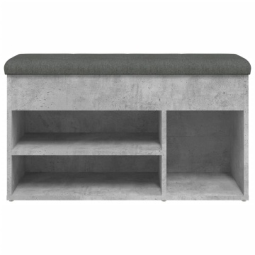 Bancă de pantofi, gri beton, 82x32x45,5 cm, lemn prelucrat - Img 5