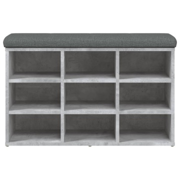Bancă de pantofi, gri beton, 82x32x50 cm, lemn prelucrat - Img 8