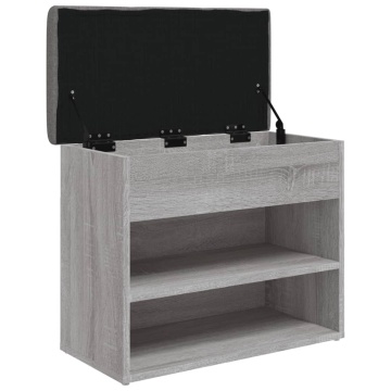 Bancă de pantofi, gri sonoma, 62x32x50 cm, lemn prelucrat - Img 8