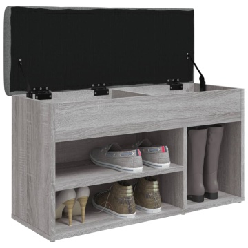 Bancă de pantofi, gri sonoma, 82x32x45,5 cm, lemn prelucrat - Img 4