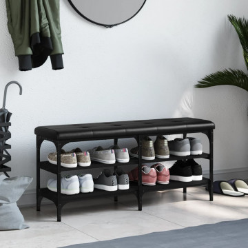 Bancă de pantofi, negru, 102x32x47 cm, lemn prelucrat - Img 3