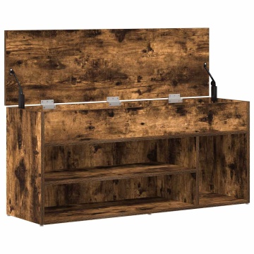 Bancă de pantofi, stejar fumuriu, 102x30,5x45 cm lemn prelucrat - Img 7