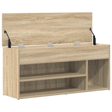 Bancă de pantofi Stejar Sonoma 102x30,5x45 cm Lemn prelucrat - Img 6