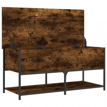 Bancă depozitare, stejar fumuriu, 100x42,5x47 cm lemn prelucrat - Img 5