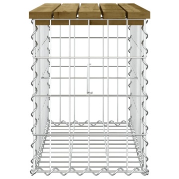 Bancă grădină, design gabion, 63x31,5x42 cm, lemn pin impregnat - Img 4