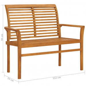 Bancă grădină, pernă albastru regal, 112 cm, lemn masiv tec - Img 7
