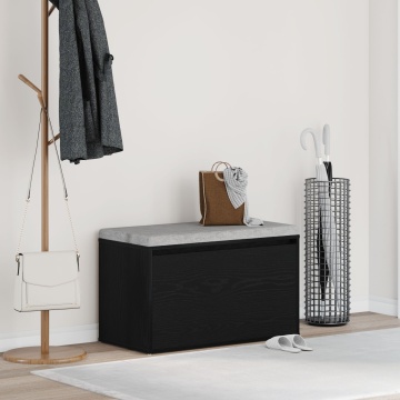 bancă Hall Negru Stejar 80x40x45 cm din lemn - Img 1