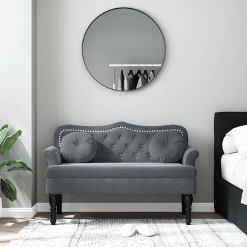 Banchetă cu perne, gri închis, 120,5x65x75 cm, catifea - Img 3