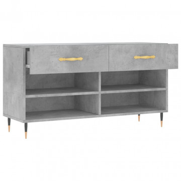Bancheta pantofar, gri beton, 102x35x55 cm, lemn prelucrat - Img 8