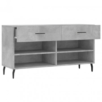 Bancheta pantofar, gri beton, 102x35x55 cm, lemn prelucrat - Img 8