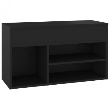 Banchetă pantofar, negru, 80x30x45 cm, PAL - Img 2