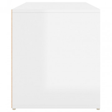 Banchetă pentru hol, alb extralucios, 80x40x45 cm, PAL - Img 6