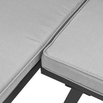 Bănci de grădină cu perne 2 buc negru oțel vopsit electrostatic - Img 6