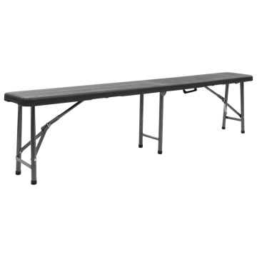 Bănci de grădină pliabile, 2 buc., negru, 180 cm, HDPE - Img 2