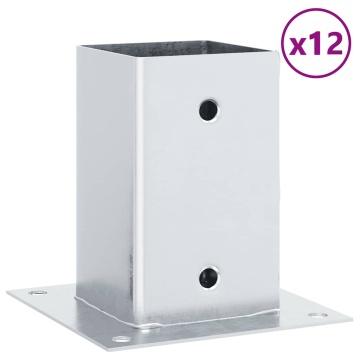 Baze stâlp pătrate 12 buc Argintiu 81x81 mm Oțel galvanizat - Img 2